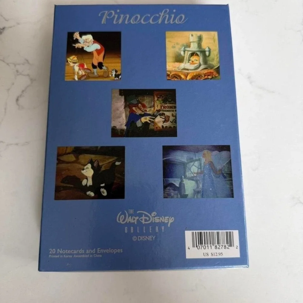 Vintage Walt Disney Gallery Pinocchio Boxed Notecard Set 20 Cards Stationery